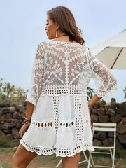 Embroidered V Neck Cover Up Dress for Women