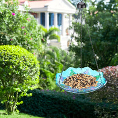 Glass Hanging Bird Bath for Outdoor Garden Decor Yard Hummingbird Fall Decor