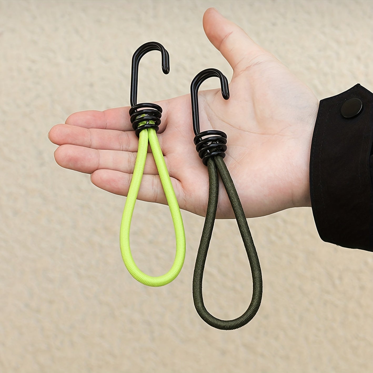 5pcs Tent Elastic Rope with Metal Hook Elastic Belt Fixer Binding Rope