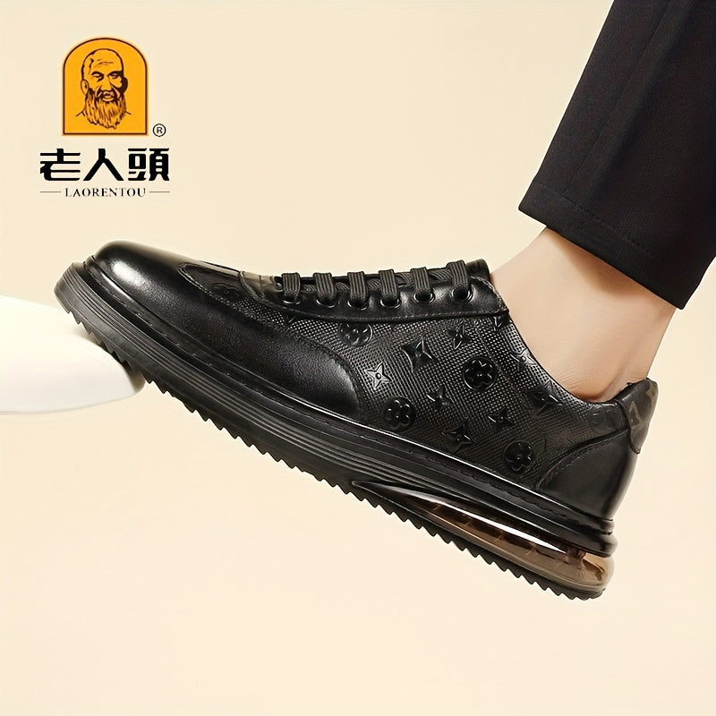 LAORENTOU Men's Leather Lace Up Skate Shoes British Style