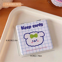 Animal & Letter Pattern Makeup Mirror Double Side Folding Vanity Mirror