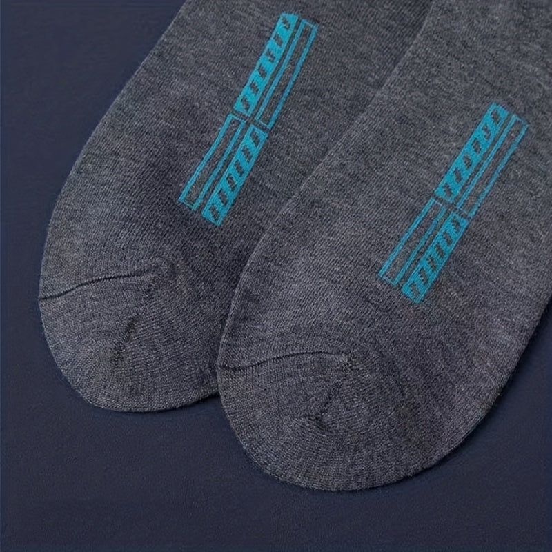 5 Pairs Men's Outdoor Crew Socks, All Seasons Comfortable Sports Stockings