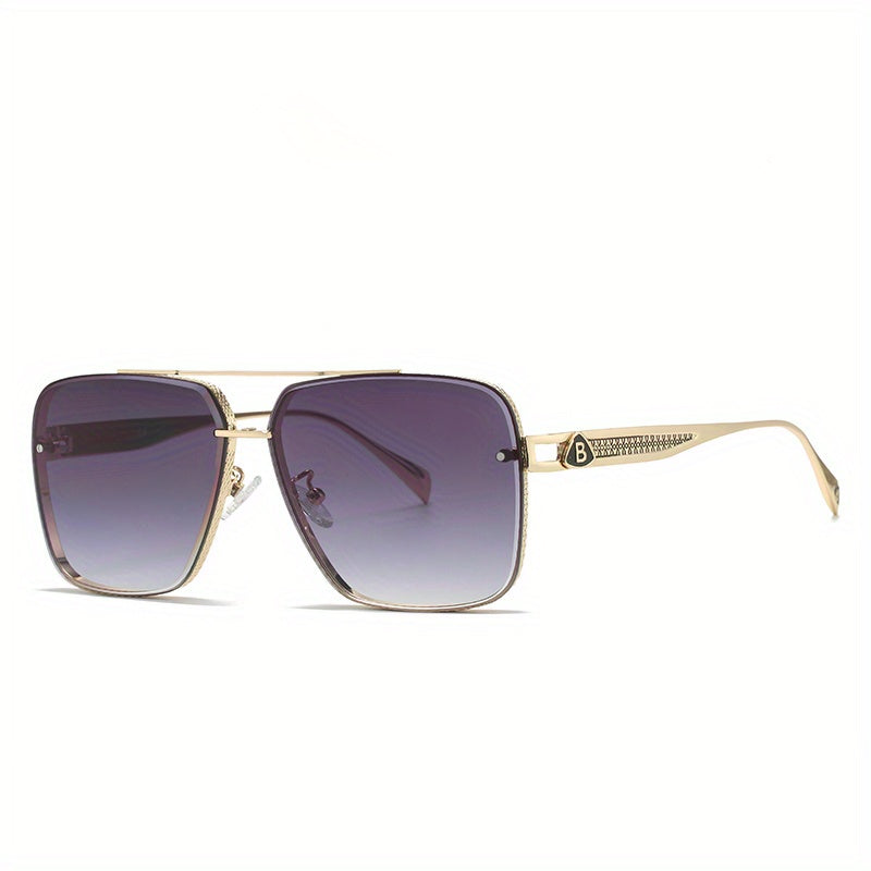Men Square Frame Metal Sunglasses For Cycling Driving