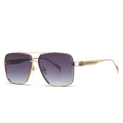 Men Square Frame Metal Sunglasses For Cycling Driving