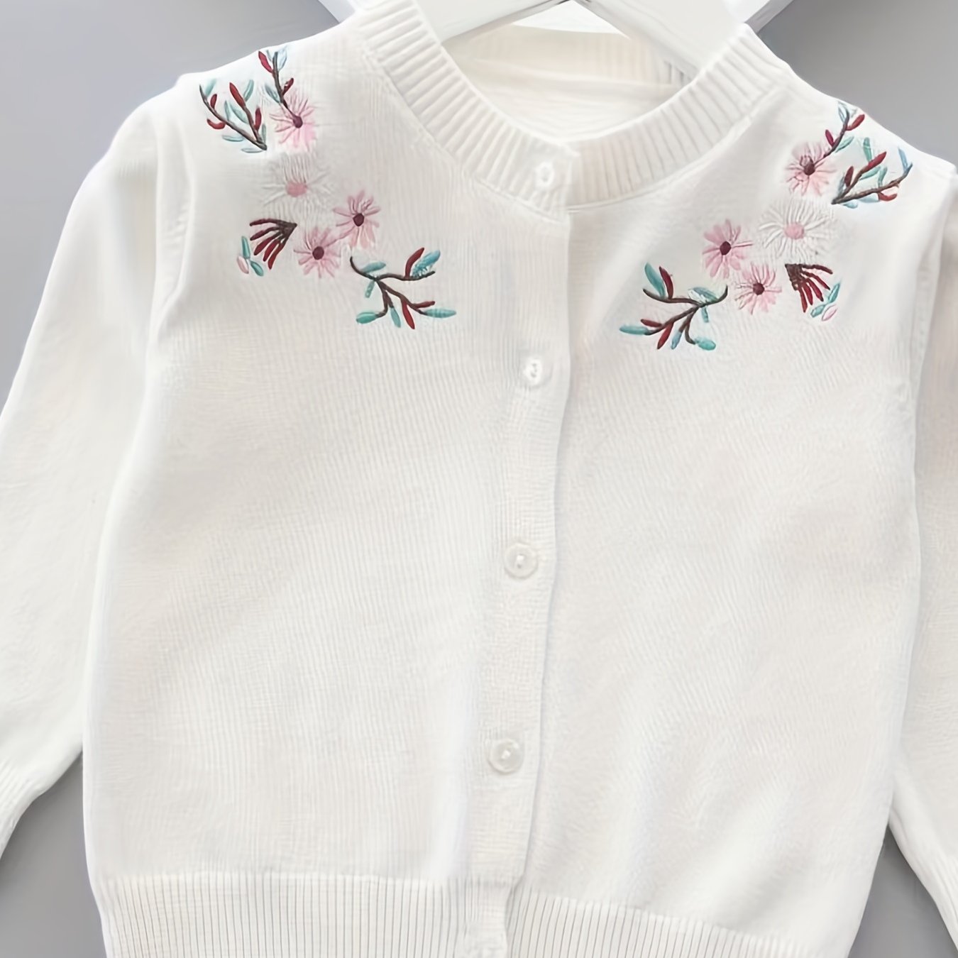 Floral Knitted Cardigan for Little Girls Spring Autumn Cotton Sweater Coat