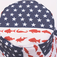 Reversible Bucket Hat Lightweight Patriotic Fisherman Cap