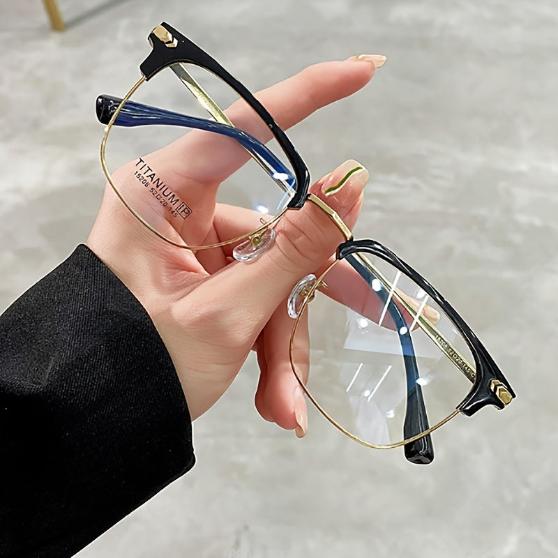 Square Clear Lens Glasses Titanium Frame