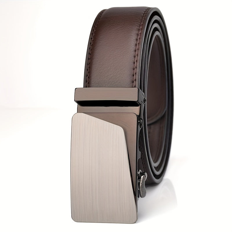Men's Leather Belt with Metal Automatic Buckle