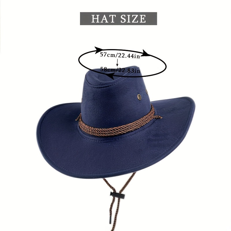 Solid Suede Cowboy Hat Vintage Jazz Fedora Cap Knight Hat Sunscreen