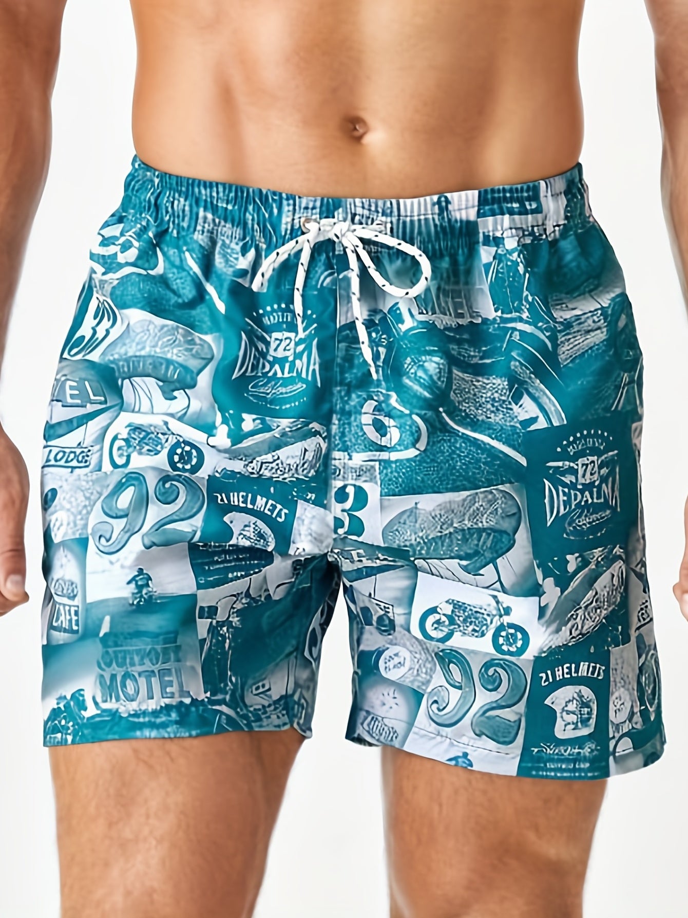 Men's Quick Dry Board Shorts With Mesh Lining & Pockets