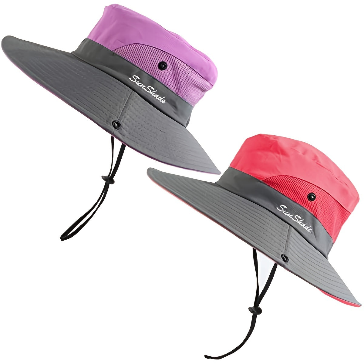 UV Protection Fishing Bucket Hat with Cooling Mesh and Ponytail Opening