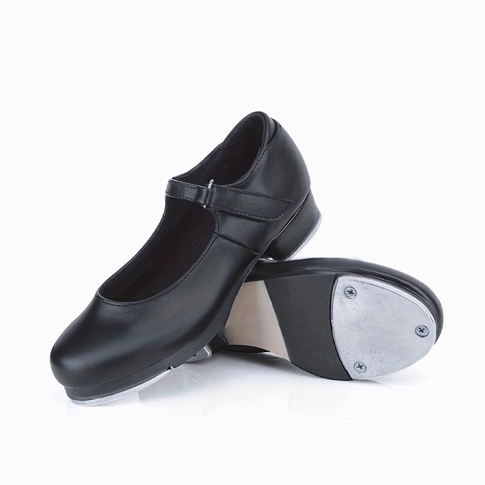 Girls Non Slip Jazz Tap Dance Shoes with Hook and Loop Fastener