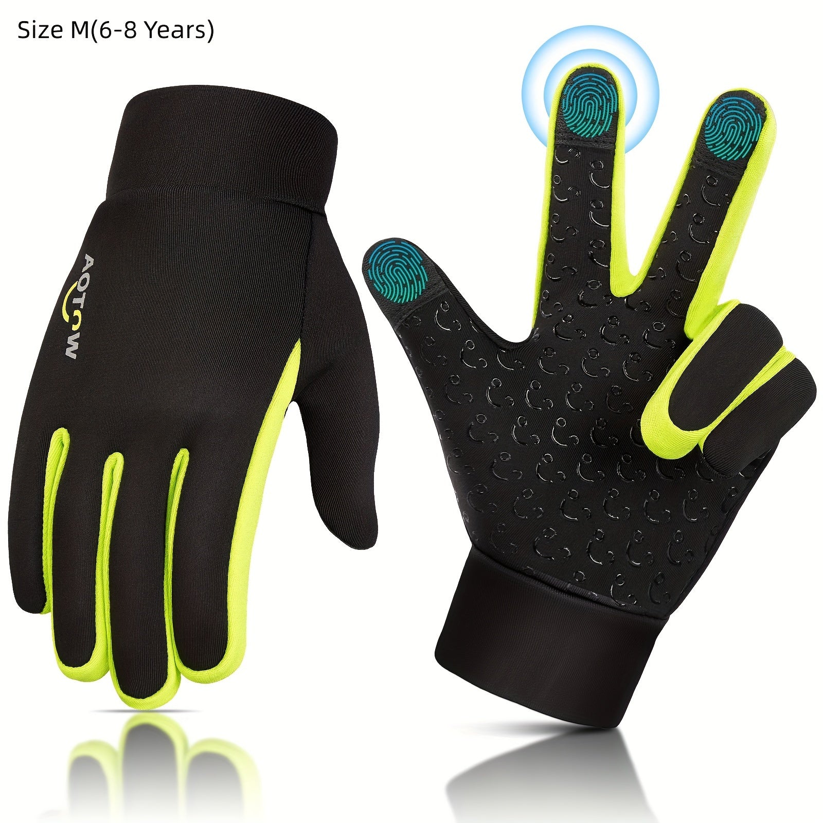 Kids Winter Touch Screen Sports Gloves, Non-slip, Warm, Outdoor