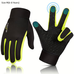 Kids Winter Touch Screen Sports Gloves, Non-slip, Warm, Outdoor