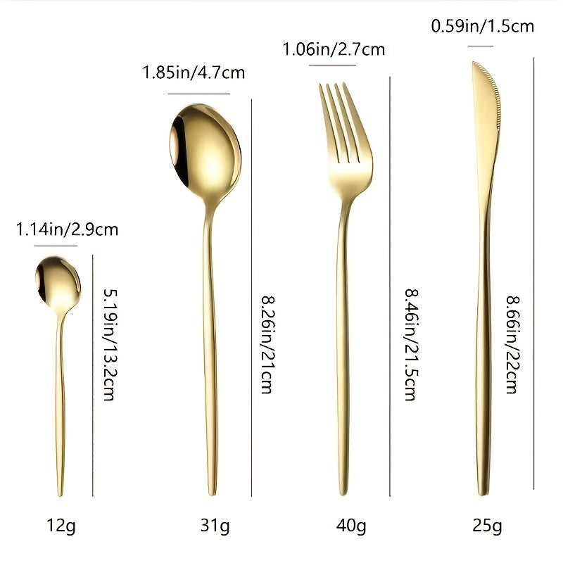 16pcs Stainless Steel Portuguese Tableware Set for 4 Servings
