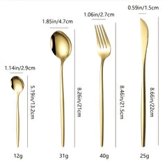 16pcs Stainless Steel Portuguese Tableware Set for 4 Servings