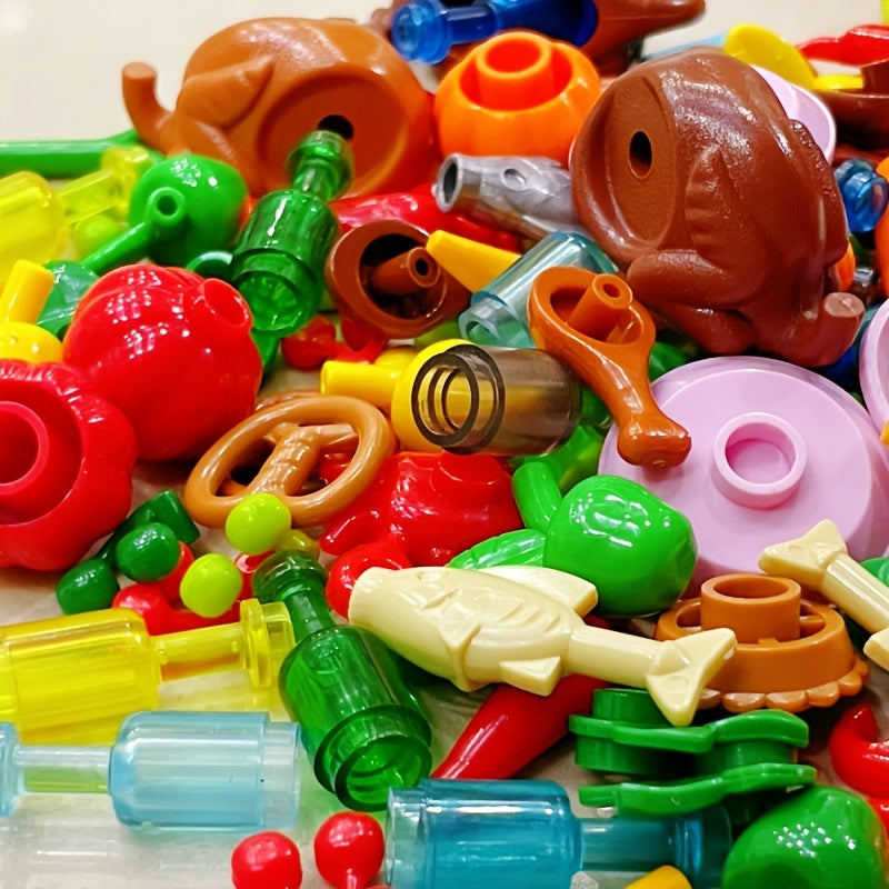 Urban Food Building Blocks Chicken Hot Dog Seafood DIY Toys