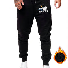 Mountain Print Drawstring Sweatpants Men's Casual Joggers