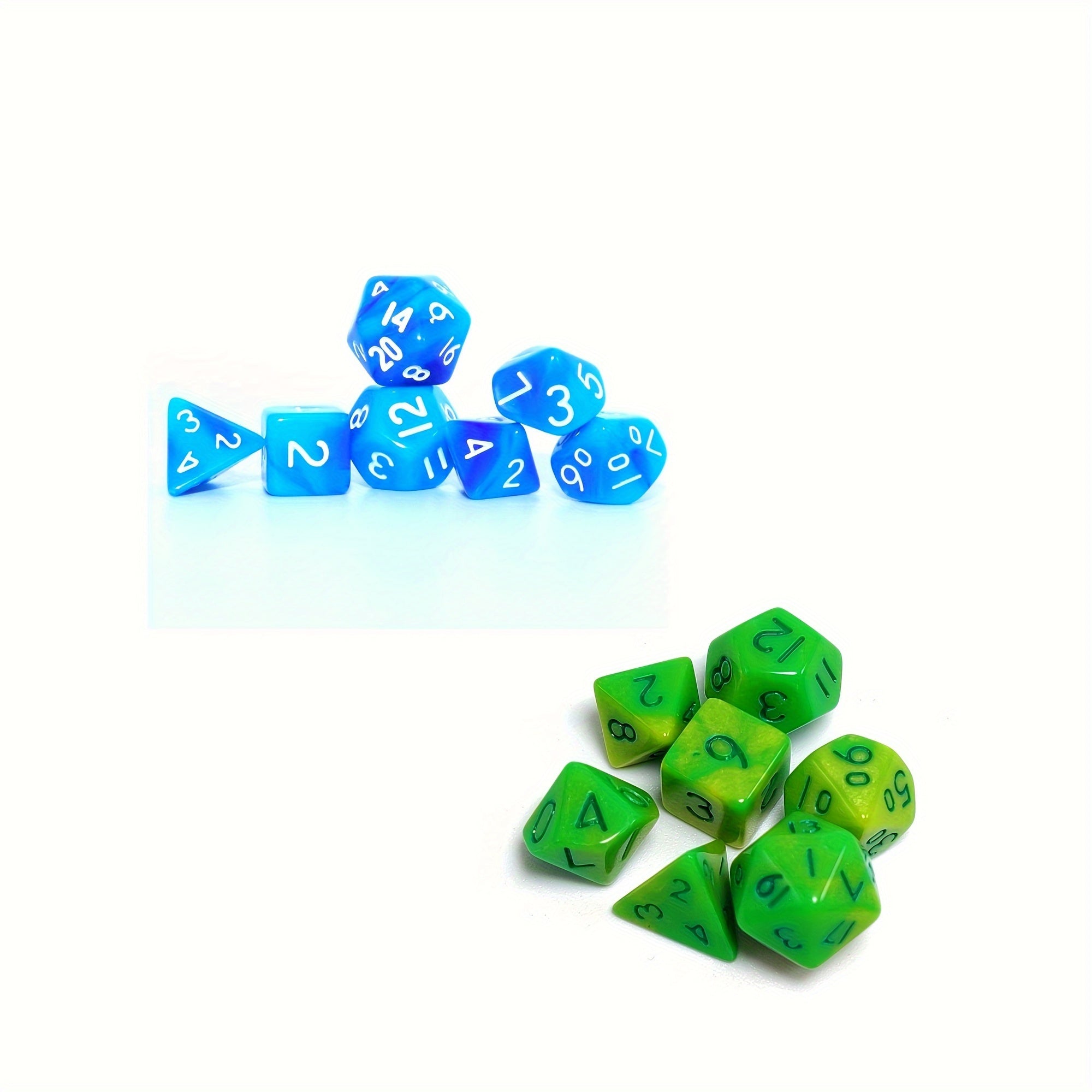 Mini Polyhedral Dice Set Light Green & Green Set & Light & Dark Set