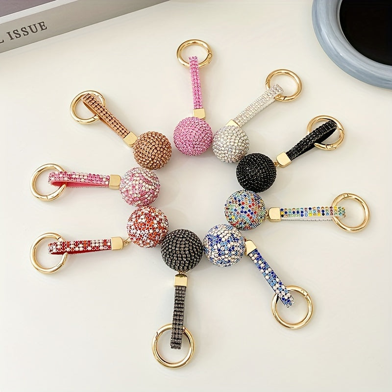 Christmas Rhinestone Ball Keychain Backpack Pendant Car Key Decoration