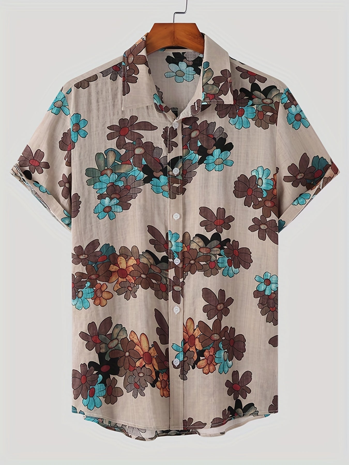 INCERUN Men's Floral Print Hippy Vintage Tee Shirt