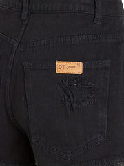 Button Fly Asymmetrical Denim Shorts