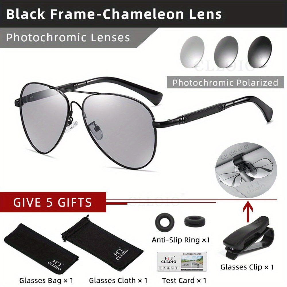 CLLOIO Titanium Alloy Polarized Sunglasses Unisex Gradient Lens