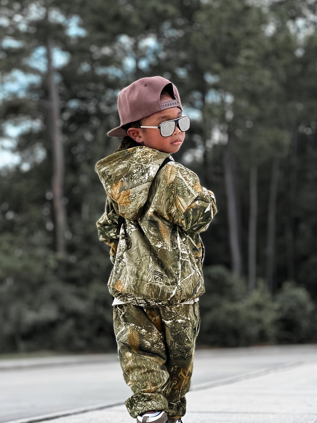 Boys Camo Hoodie Top & Pants Set Kids Spring Outfit