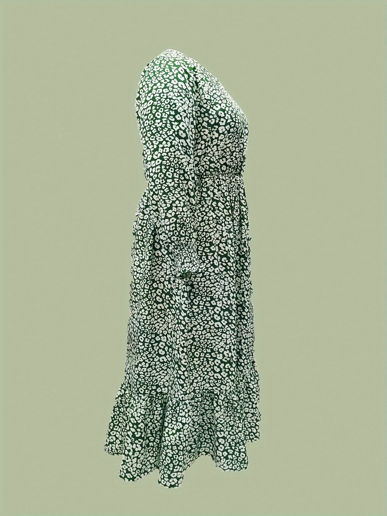 Ditsy Floral Print Lantern Sleeve Maxi Dress