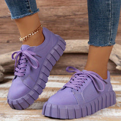 Women's Colorful Print Canvas Sneakers Round Toe Lace up Outdoor Shoes