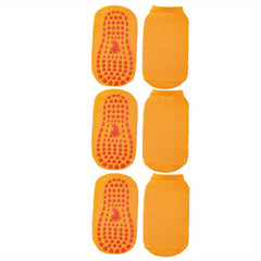 3 Pairs Kids Non-Slip Silicone Floor Socks for Trampoline Indoor Use
