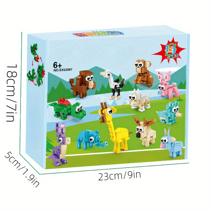 Animal Building Block Sets, Interchangeable Parts, 3-in-1 Shapes, DIY Toys