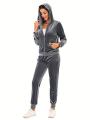 Women's Zip Up Hooded Top & Jogging Pants Lounge Set