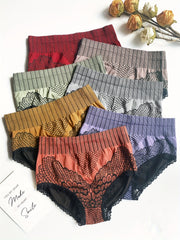 7pcs Lace Stitching Briefs High Waist Sexy Panties Women's Lingerie