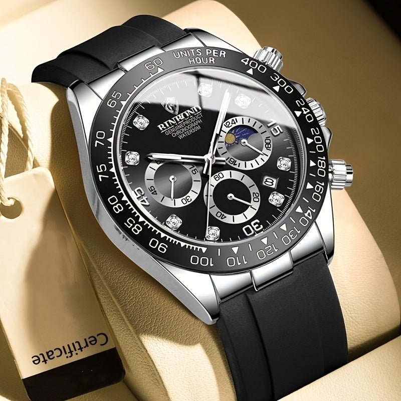 Multifunctional Sports Chronograph Quartz Watch Men's Waterproof Watch