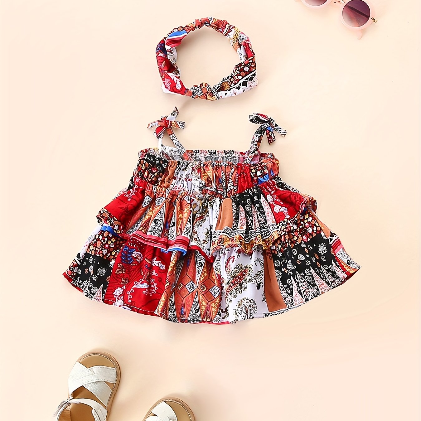 Baby Girl Ethnic Style Cami Top & Hairband Set