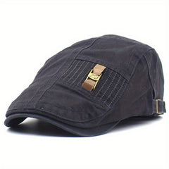 Men's Flat Cap Buckle Forward Cap Cotton Duckbill Cap Adjustable