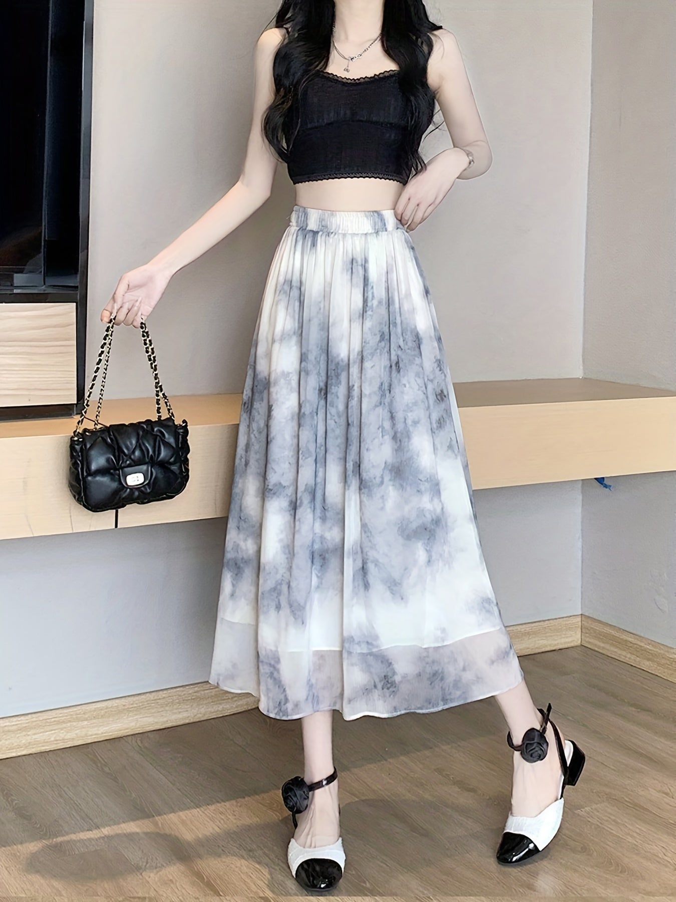 Tie Dye Pleated Skirts High Waist - Women's Clothing