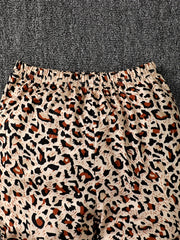 Girl's Leopard Outfit Sweatshirt & Flared Pants Set for Spring Fall