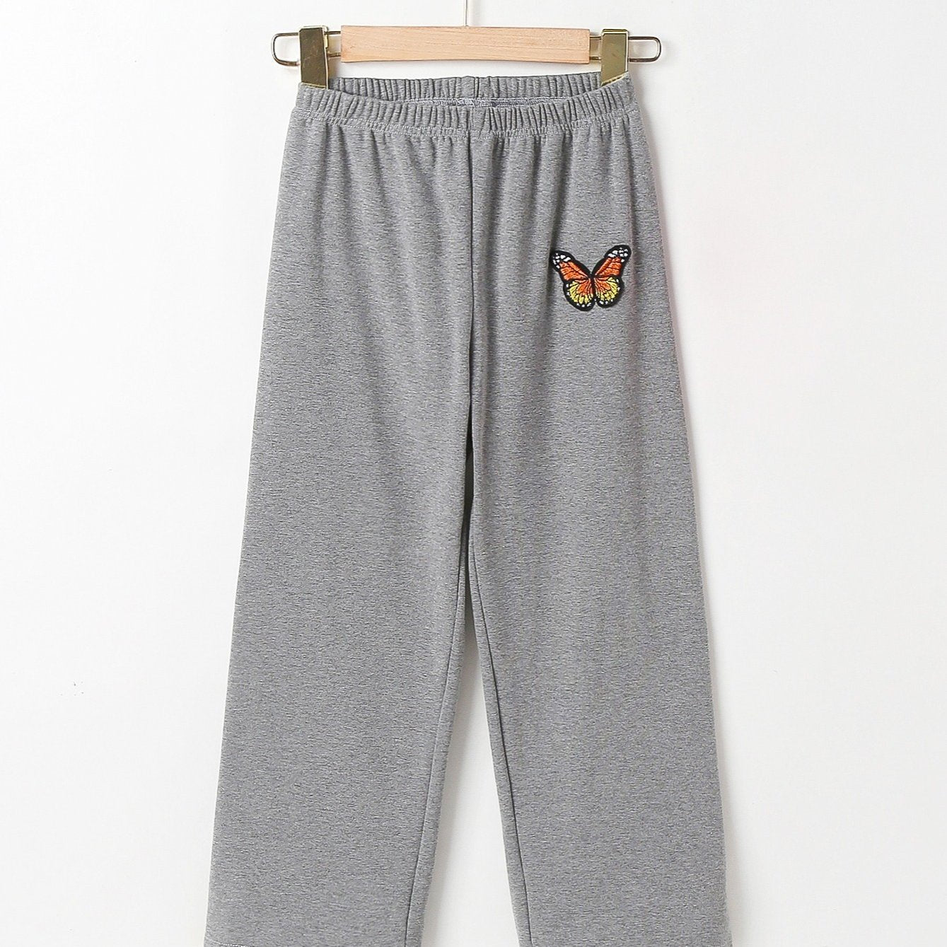 Girls Butterfly Print Wide Leg Sweatpants
