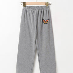 Girls Butterfly Print Wide Leg Sweatpants
