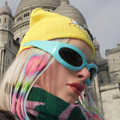 Y2K Wrap Around Sunglasses Unisex Cyberpunk Mirror Lens Glasses