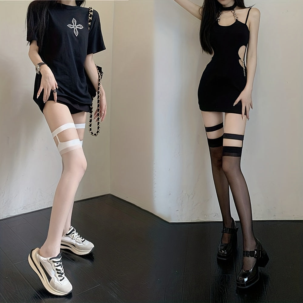 Sheer Thigh High Stockings Hollow Out Over The Knee Women's Socks