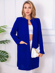 Long Open Front Coat Casual Solid Outerwear Women's Clothing