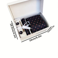 Men's Flower Striped Necktie Set with Accessories