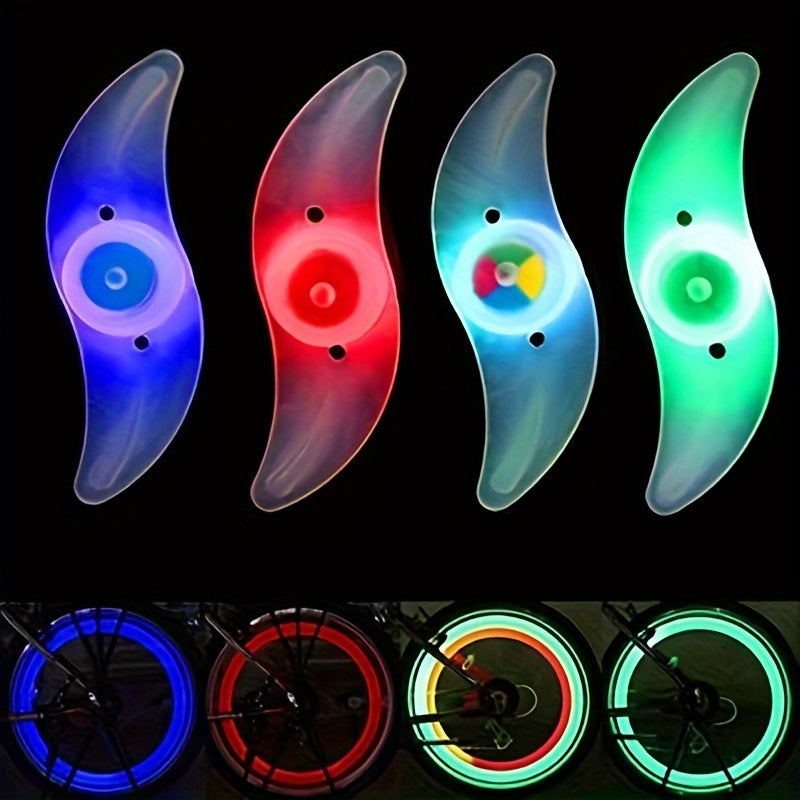 4pcs Bike Wheel Light Willow Leaf Steel Wire Night Riding Colorful Silicone