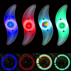 4pcs Bike Wheel Light Willow Leaf Steel Wire Night Riding Colorful Silicone