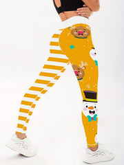 Christmas Print High Waist Yoga Leggings - Quick Drying