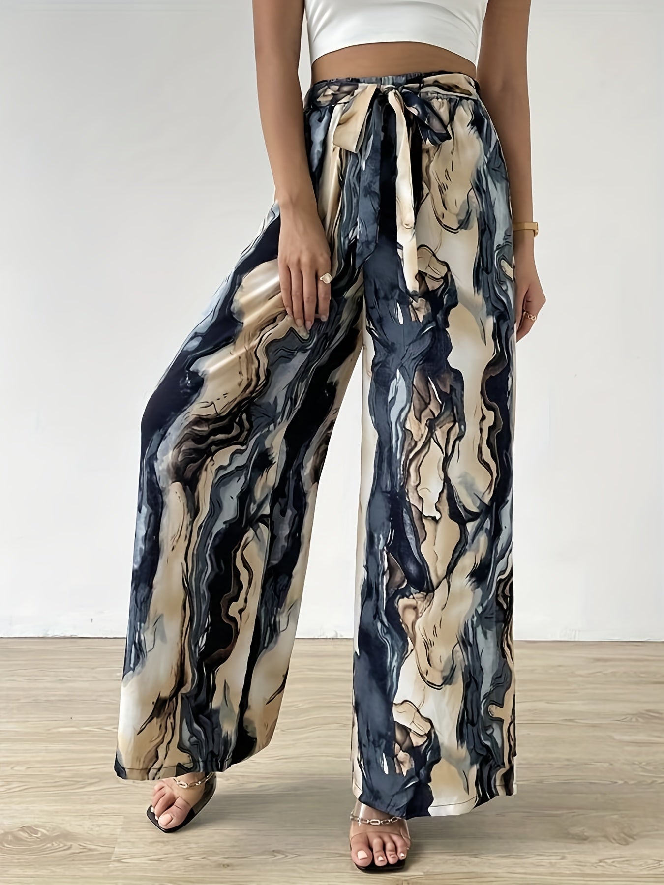 Tie Waist Wide Leg Pants for Women