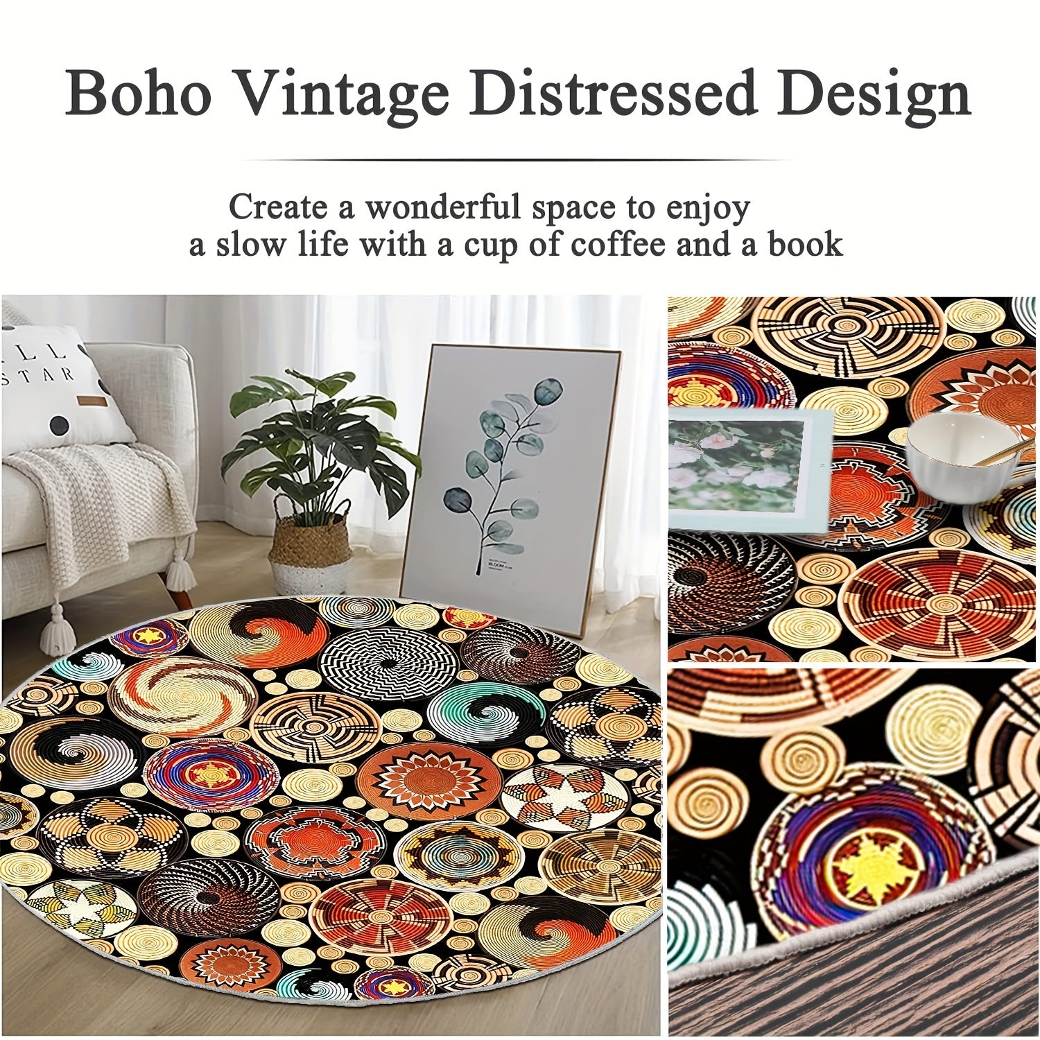 Abstract Modern Round Rug For Living Room Bedroom Kitchen